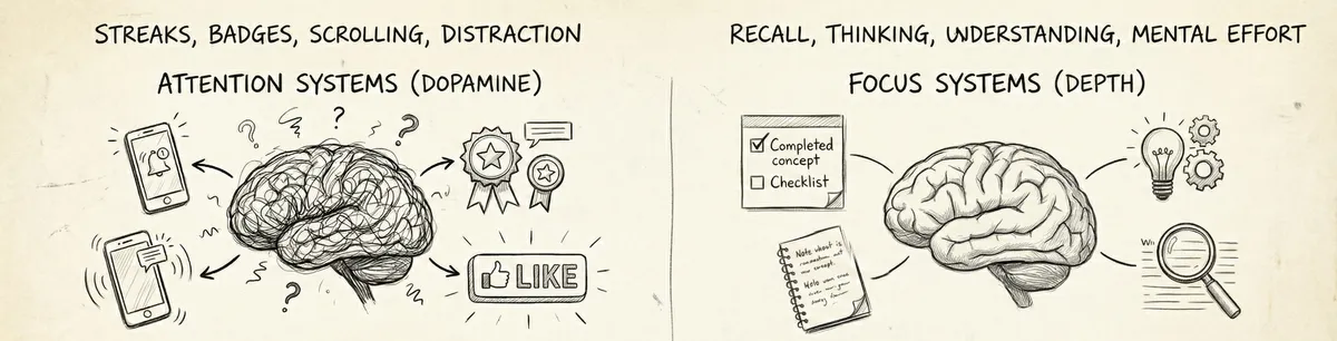 Learning Systems That Fight for Your Attention vs. Systems That Fight for Your Focus